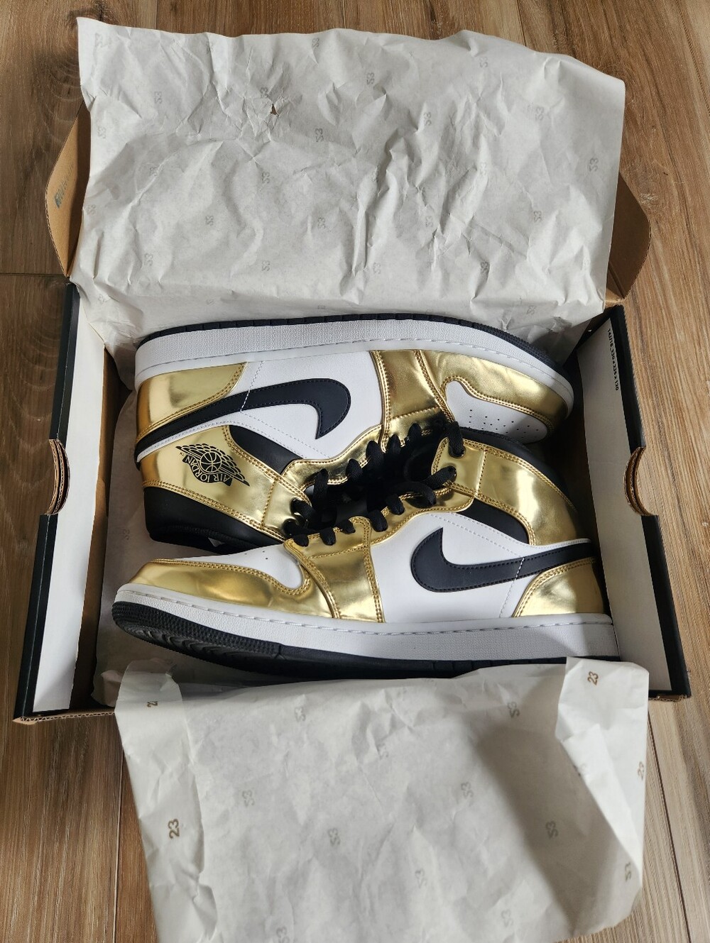 Nike Air Jordan 1 Mid - White/Gold/Black Men's Sneakers